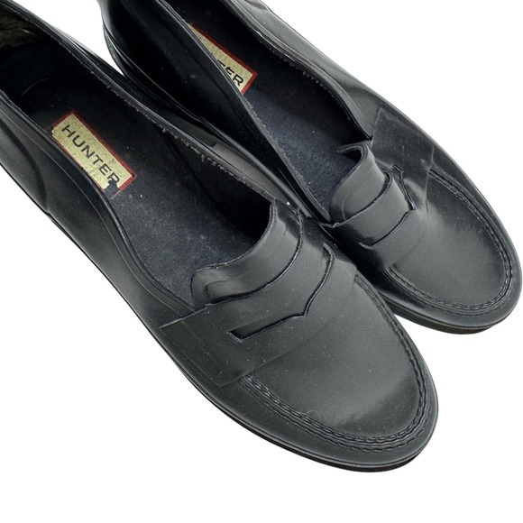 Hunter Womens Black Penny Loafer Sz 9‎ Slip On Preppy Dark Academia Office Goth - Picture 3 of 12